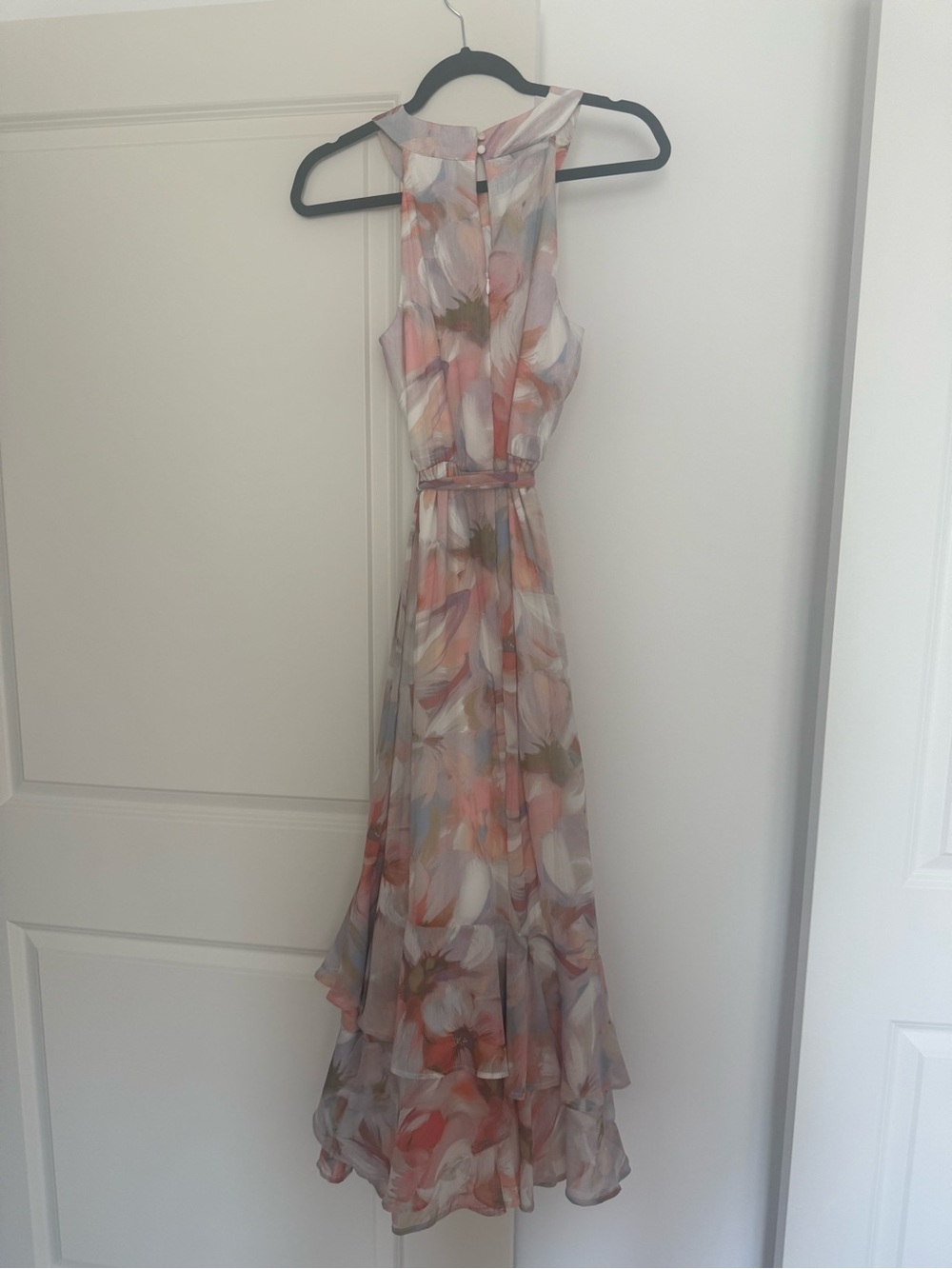 Calvin Klein Sleeveless Watercolor Maxi Dress - Pink, Peach, Sage